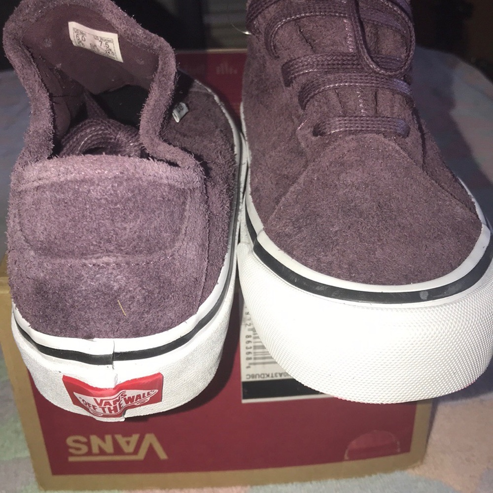 >💟DIAMO NI HAIRY UNIQUE STYLE SUEDE RAISIN TRUE WHITE LACE UP BRAND NEW 😍VANS - Picture 5 of 15